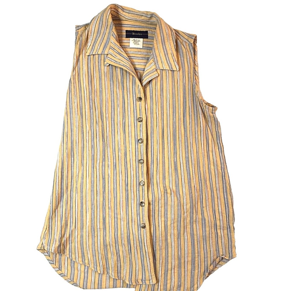 Vintage Breeches Crinkle Cotton Sleeveless Top Womens SM Coastal Grandma USA‎